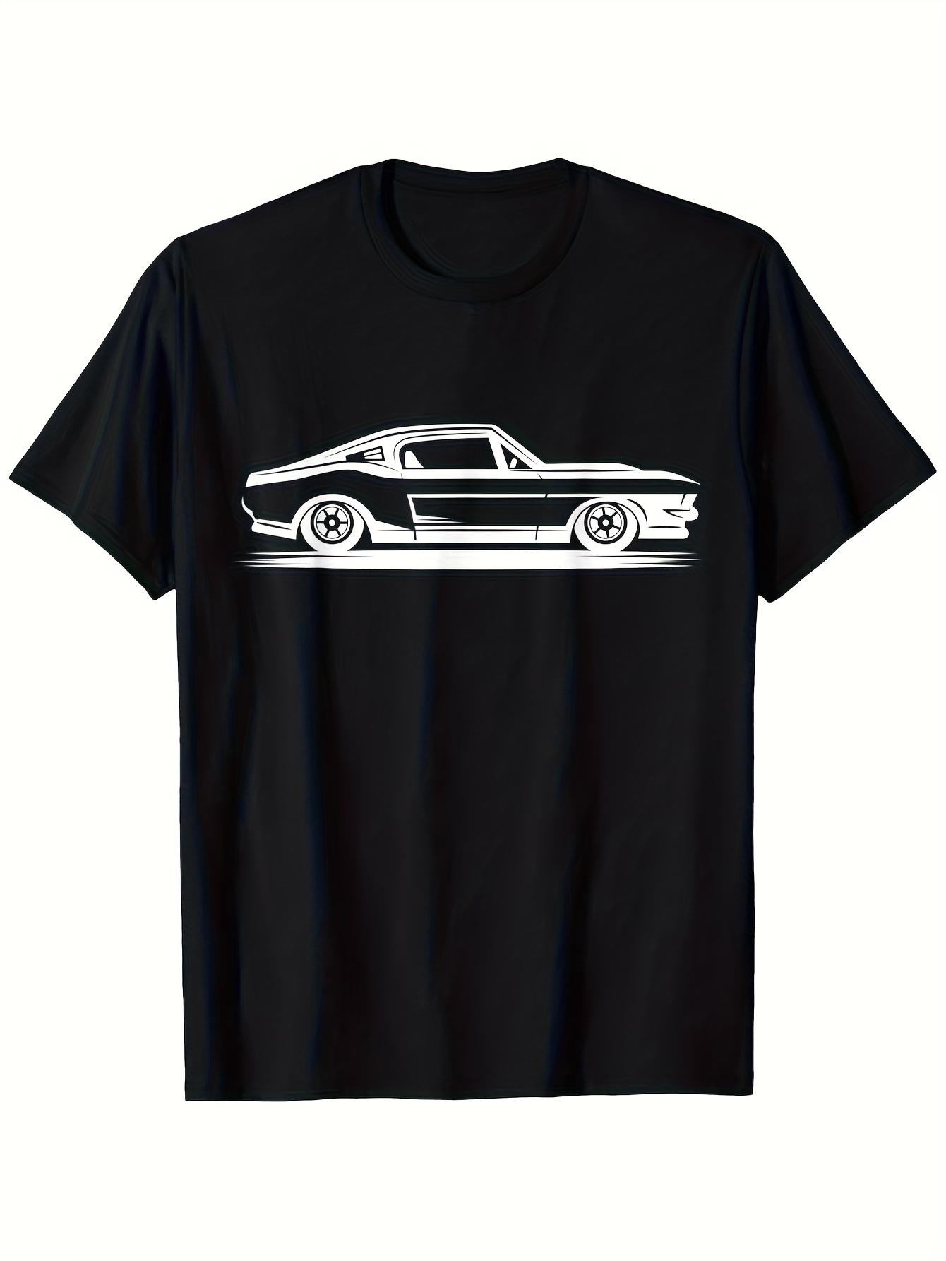 Car Dad Vintage Muscle Car Graphic Tee - Soft Heavyweight 100% Cotton T-shirt for Men  Women XL