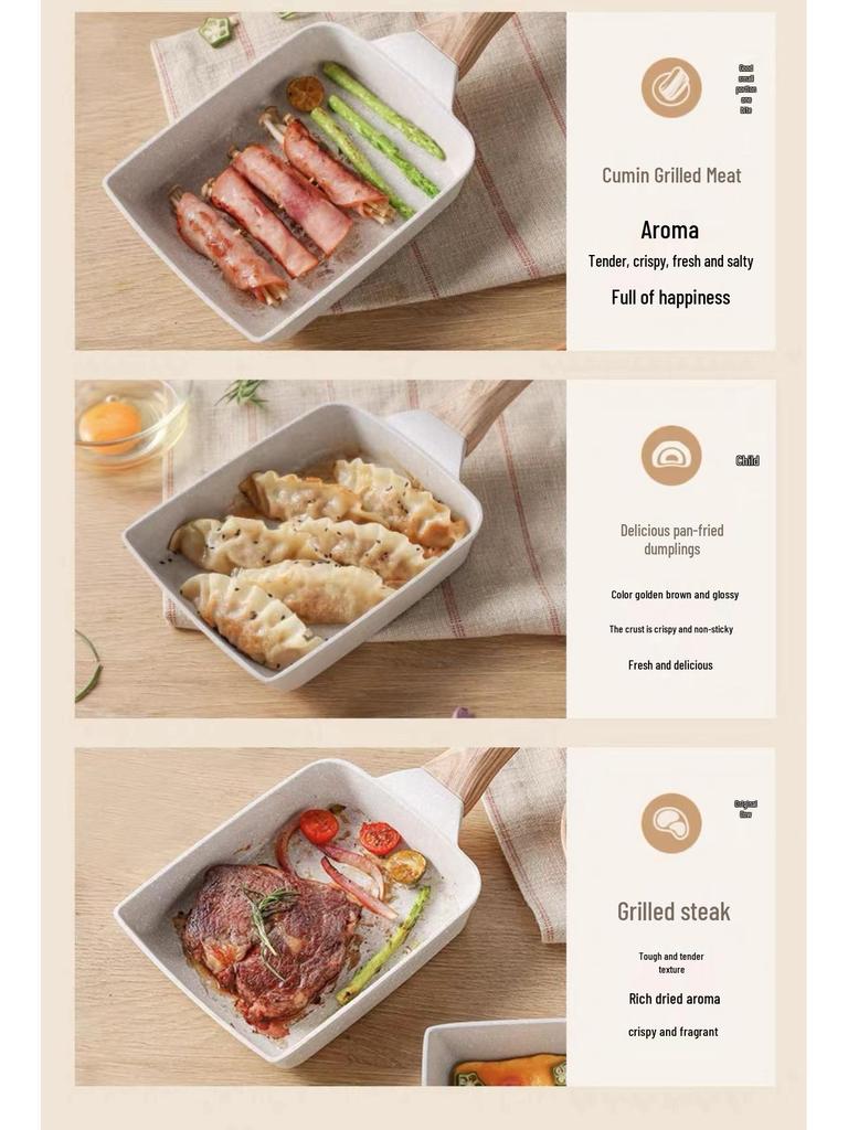 Non-stick Square Tamagoyaki Pan - Maifan Stone, Thick Egg Roll, Steak, Frying Pan