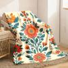 Vintage Floral Print Flannel Blanket - Soft Cozy All-Season Throw for Sofa Office Camping Travel - 100% Polyester Fabric 250-300gs