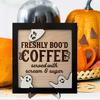 Bood Coffee Freshly Halloween Sign Bar Decor Office Ornament Photo Ghost Frame