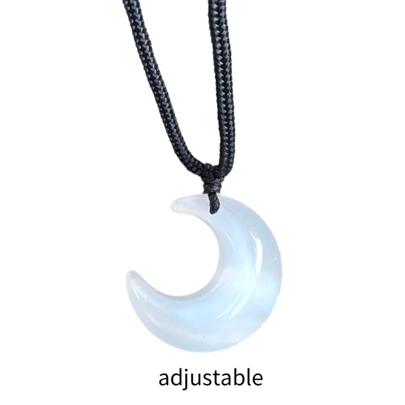 Modny Naszyjnik z Wisiorkiem Półksiężyca Choker z Kamienia Naturalnego Łańcuszek na Szyję Elegancki Naszyjnik na Obojczyk Biżuteria Imprezowa