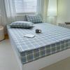 Sleeping Grid Washed Cotton Linen A-class Xinjiang Cotton Bed Sheet, Thickened Cotton Mattress Cover, Protective Cover