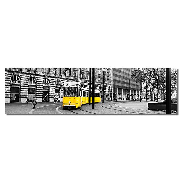 Naturlandskap Bybilde Svart Rød Tog Lerretmaleri Veggkunst Bilder Plakater og Trykk for Stue Soverom Hjemmeinnredning Uten Ramme