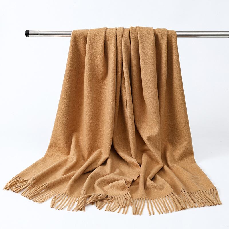 Wool Scarf Women's Winter Korean Style Thickened Warm Solid Color Scarf Shawl High End Versatile Cashmere Scarf