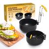 Foldable Egg Poacher Set With Non Stick Round Shape For Home Kitchen Cooking