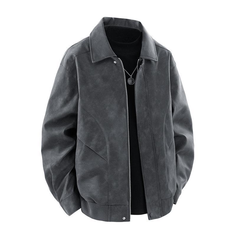 Autumn and Winter New American Retro Loose Leather Jacket PU Leather Jacket Waterproof Motorcycle Suit for Men and Women