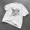 European Size Cupid Angel Pattern Print Round Neck T-Shirt, Loose Comfortable T-Shirt, Outdoor Apparel, Youthful Street Round Neck T-Shirt