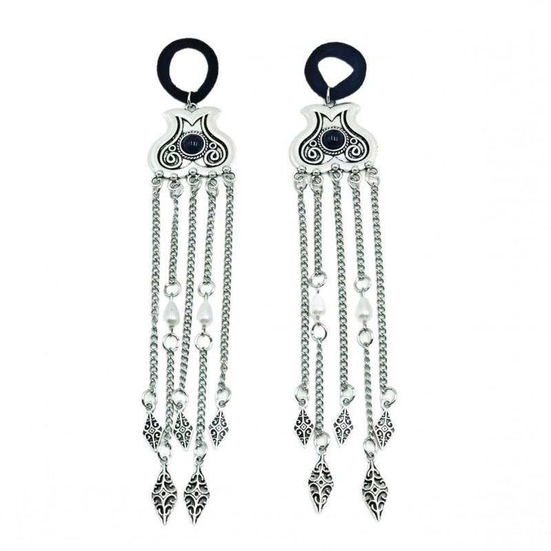 Vintage Floral Alloy Tassel Hair Accessory With Elastic Cord Boho Headband Women Travel Photography