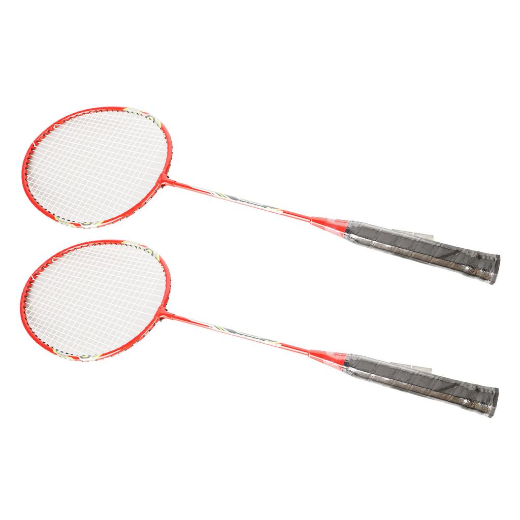 LEIJIAER Badminton Racket Set of 2 Player Iron Alloy Professional Training Replacement Equipment Red