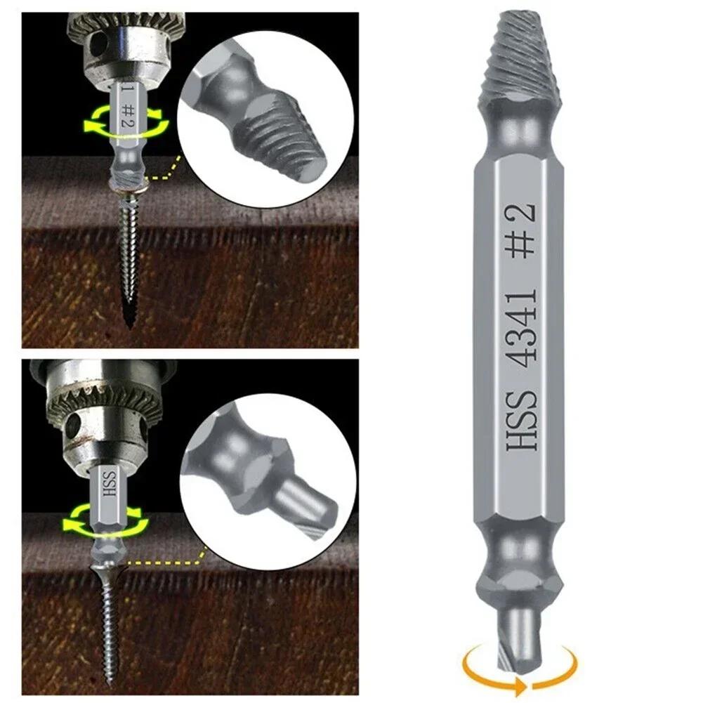 6Pcs Damaged Screw Extractor Easy Out Set Bolt Stud Remover Drills Tools Kit Tap Set Of Broken Head Screw Extractor Repair Tool