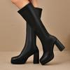 Platform Thick Heel Women Knee High Boots Fashion Slip On Shoes Autumn Winter Ladies Elegant Stretch Slim Long Booties