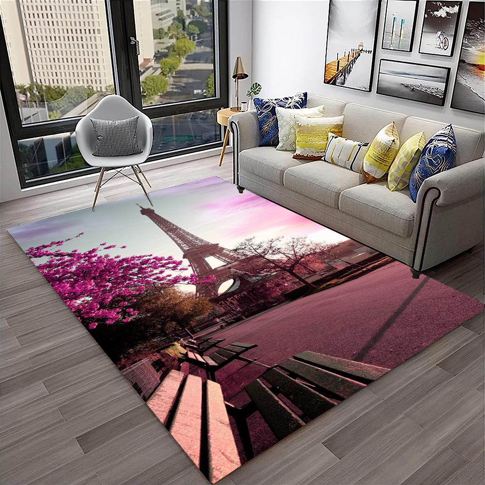 Francie Paříž Eiffelova věž Retro Koberec Kobereček pro Domov Obývací pokoj Ložnice Pohovka Rohožka Dekorace, Koberec do Dětského Hracího Koutku Protiskluzová Podlahová Rohož