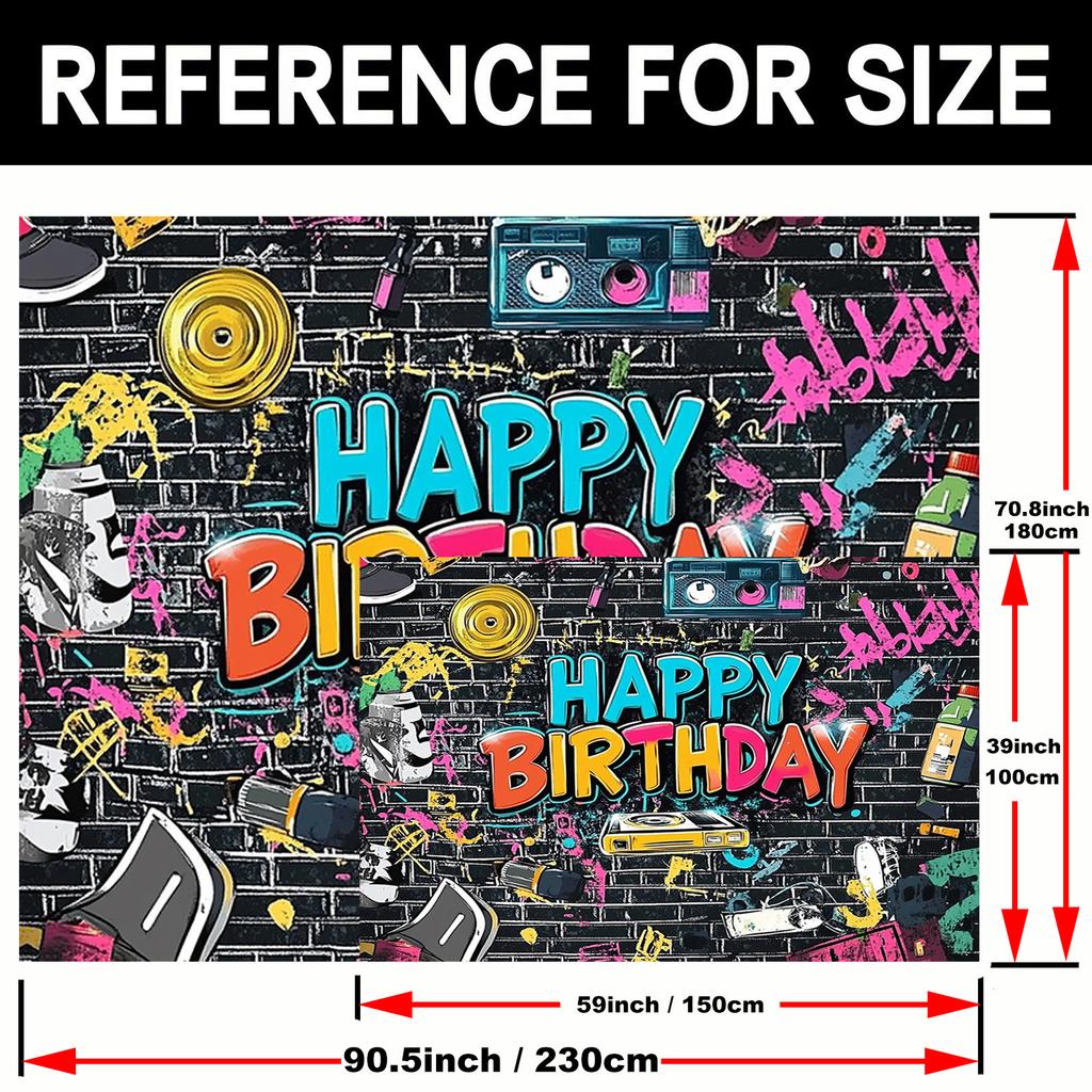 1 piece / 1 piece / 1 piece Retro 80s/90s graffiti background fabric Suitable for birthday party decorationDJH