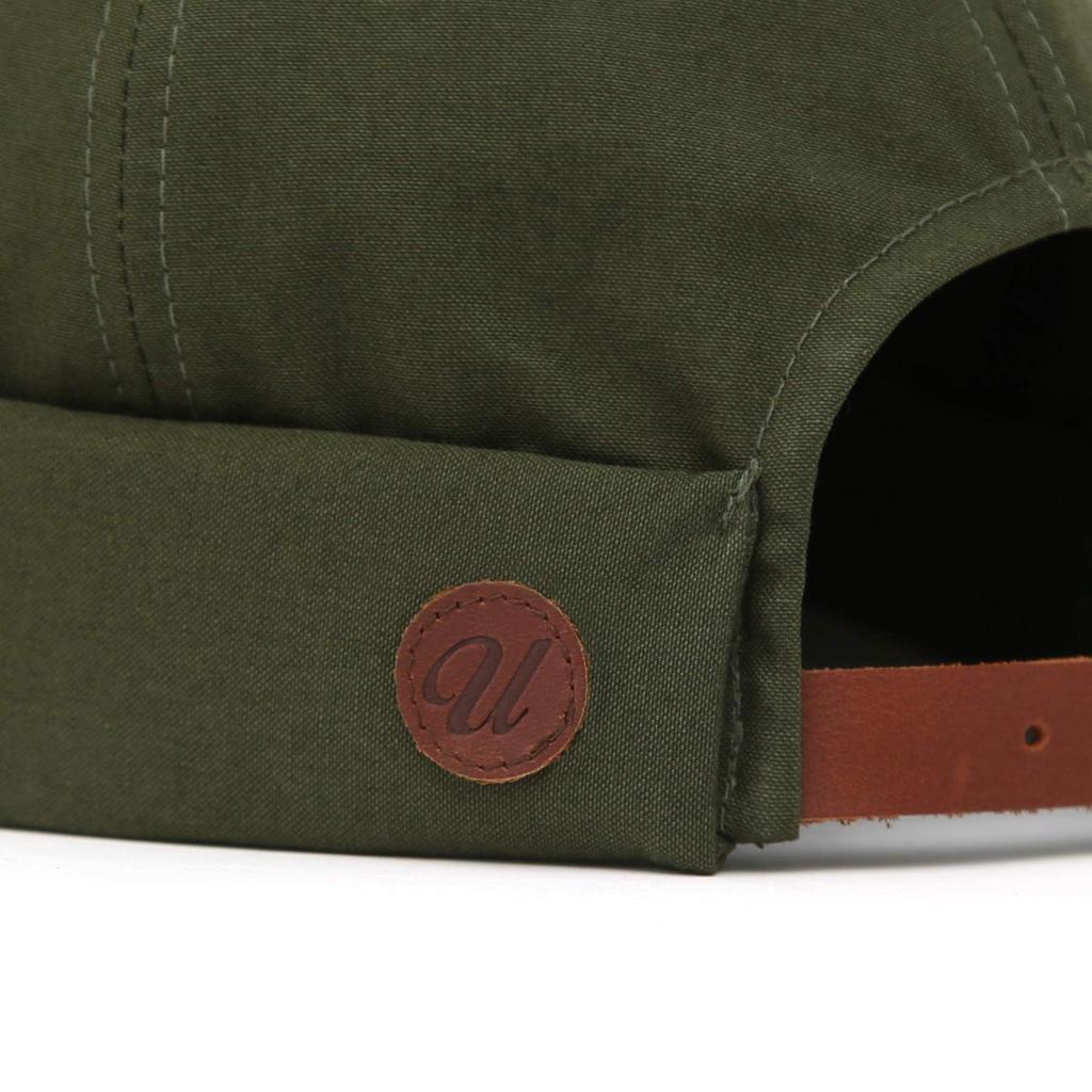 UNDERCONTROL Brimless Sailor Fisherman Vintage Leon Skull Leather Strap Beanie Cap for Men and US Green Hat, Visorless, Women, Size Large, Color