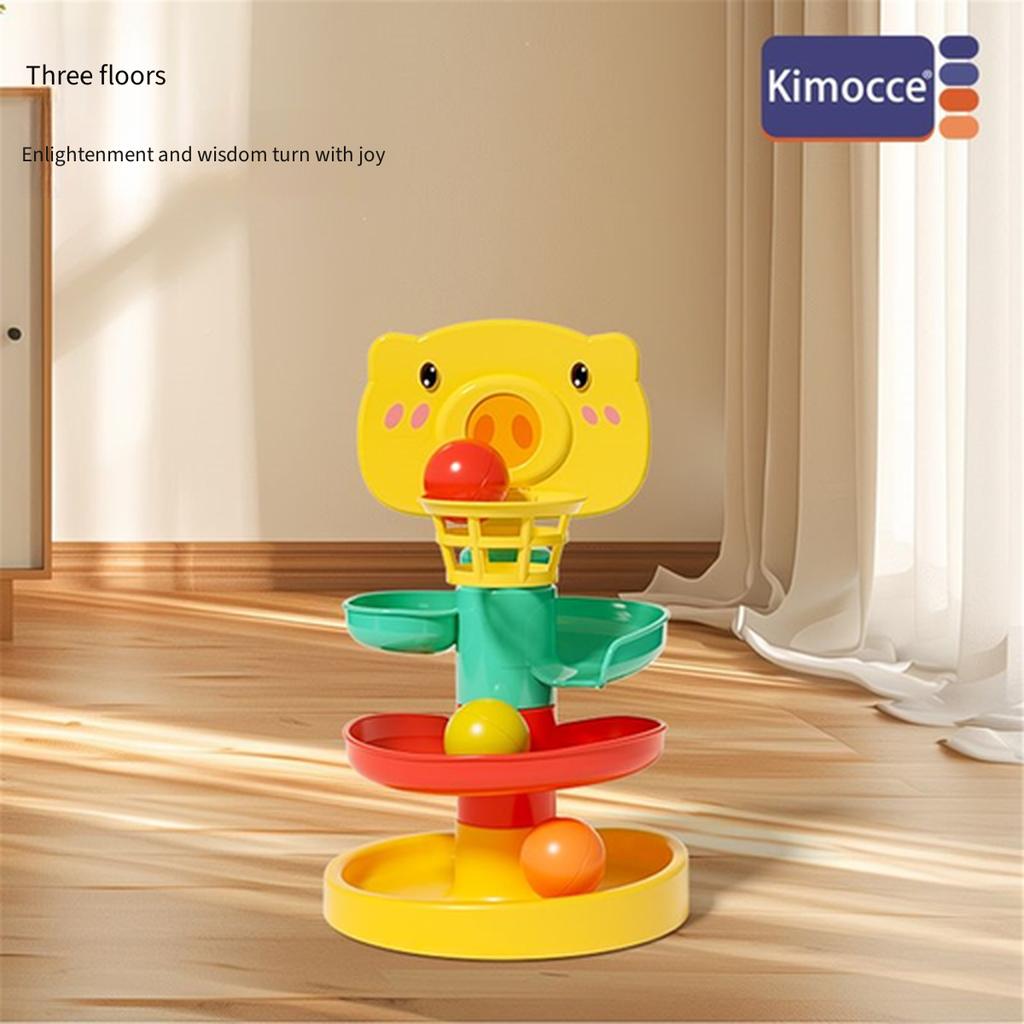 Biteable Spinning Stacking Tower Toy Baby Ring Toss Stack Game Hand Catch Ball Rattle Toy for 6‑12 Months 0‑1 Year Old Infant
