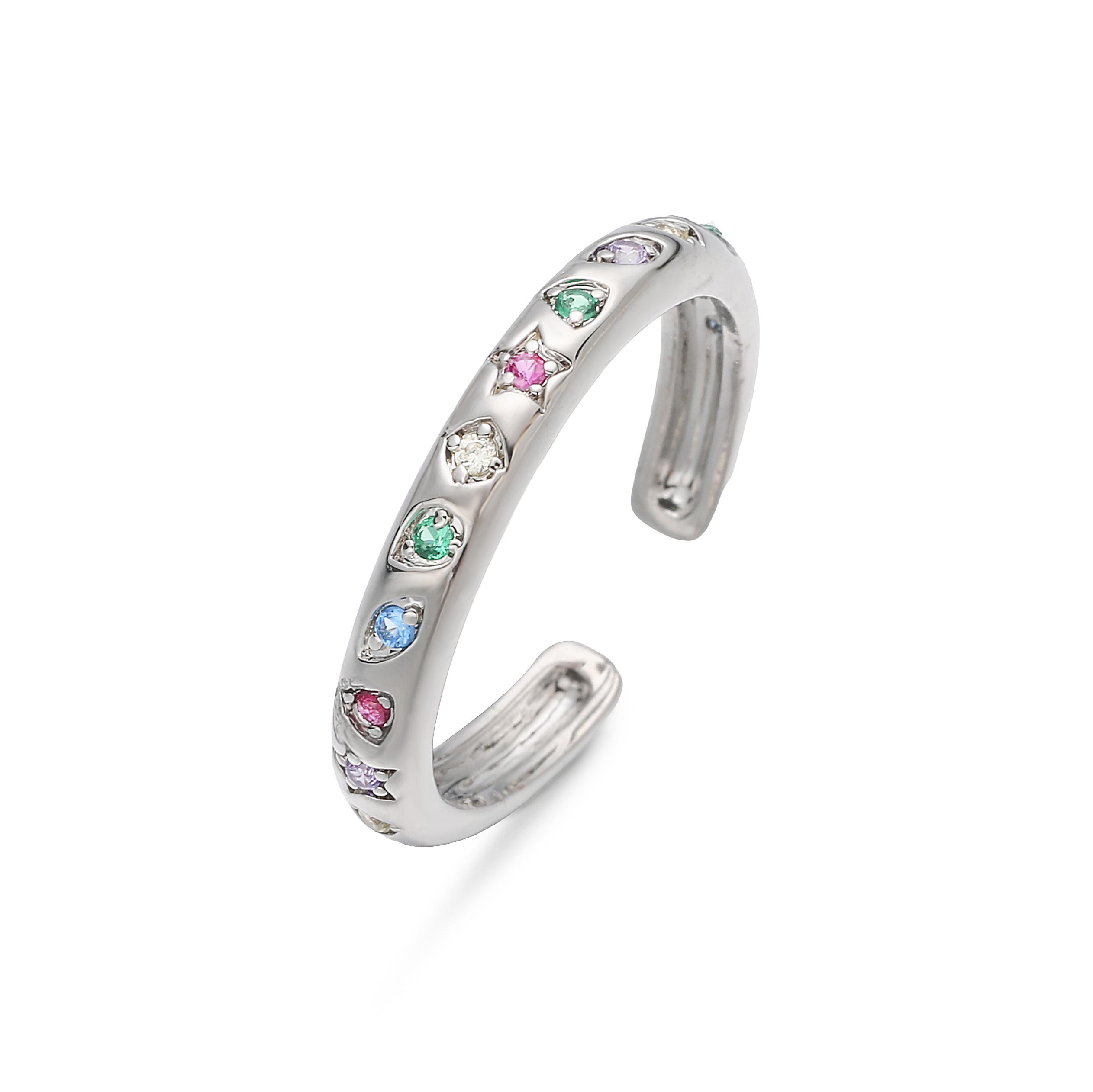 

HECHENG Rainbow-Coloured Cubic Zirconium Bracelet/Ring for Women Korean-Style Minimalist Design Gold Star-Shaped Jewellery Gift Other