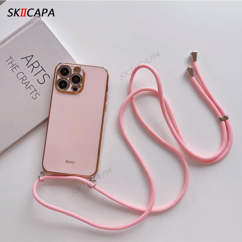 

Для Xiaomi 15T Ремінець-ланцюжок через плече Чохол для телефону з покриттям для Xiaomi Mi 15 T 15T 17 Pro Max Гальванізований силіконовий чохол for xiaomi 17pro max