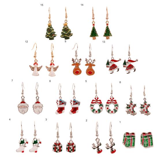 1 Pair Christmas Earrings Santa Claus Wreath Accessory Deer Socks Dangle Earrings for Christmas