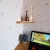 Fan-Shaped Wall-Mounted Rubber Wood Corner Shelf for Bathroom or Study, No Drilling Required