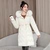 Giacca invernale con cappuccio e ampio colletto di pelliccia, imbottita in cotone, da donna, lunghezza media e lunga, con coulisse in vita, sottile ma ispessita, calda, cappotto in cotone