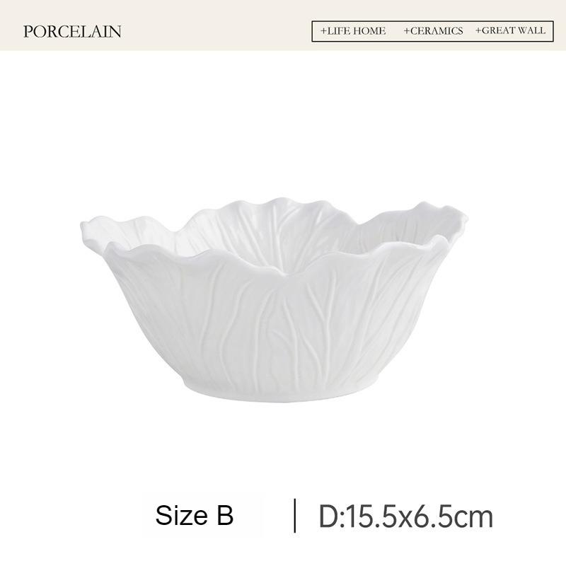 

Скандинавские Роскошные Керамические Обеденные Тарелки с Цветами Белые Креативные Рельефные Тарелки в Виде Капусты Посуда Фруктово-Овощная Салатница Большие Суповые Тарелки