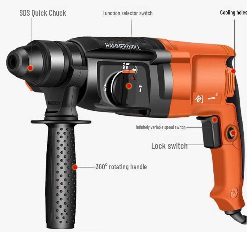 Chuangyi Lightweight Multi-function Electric Hammer Drill CN plug (adapter included)