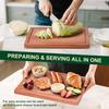 Set of 4 Non-Toxic Solid Sapele Wood Cutting Boards with Holder and Juice Grooves for Kitchen