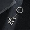 Cute Happy Kittens Keychain Stainless Steel Animal Key Chain Creative Cat Pendant for Women Car Keyring Purse Bag Accessories