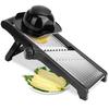 Pack of 2 Mandoline Slicers with 5 Blades, Stainless Steel Vegetable Cutter & Chopper, Julienne Peeler Grater, Food Holder Included