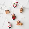 Mini Resin Christmas Tree Ornaments Set, Santa Elk Dog Cat House Pendants With Hanging Rope, 4 Pack, Classic Holiday Decor