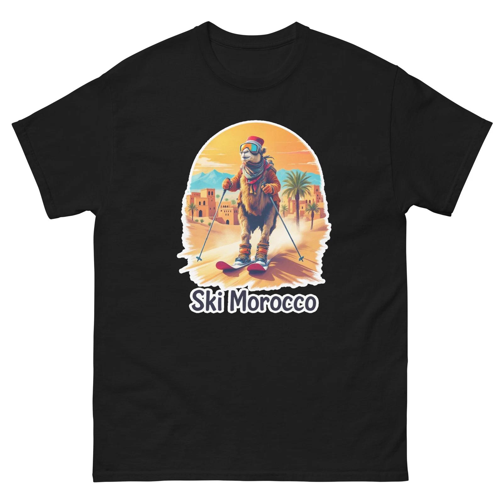 Ski Morocco Camel Cute Animal Skiing T-Shirt L