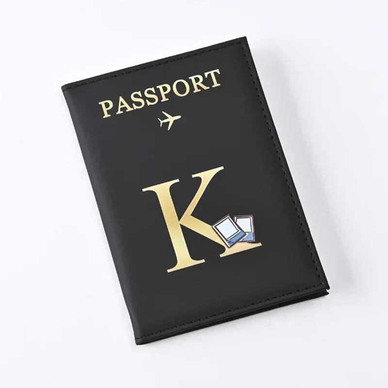 Husă pentru pașaport din piele imprimată cu litere Bărbați Femei Suport pentru pașaport Clip pentru bilet de avion Huse pentru pașapoarte Suport pentru identitate Suport card de credit
