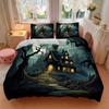 3pc Haunted House Moonlit Night Cover Set - 1 Quilt Cover + 2 Pillowcases, All Seasons Bedroom Setting, Perfect for Home068