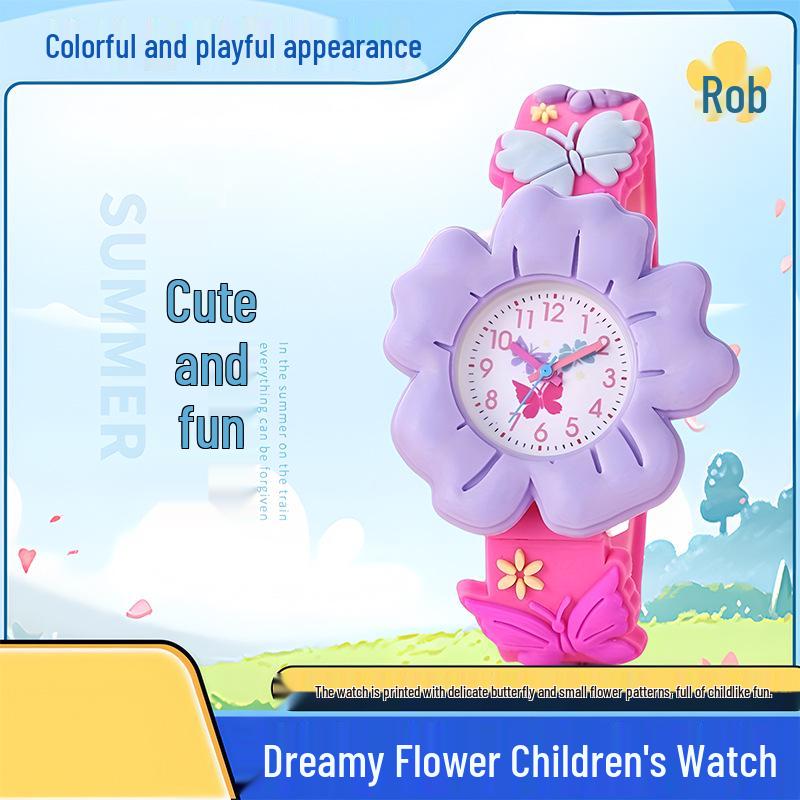 Colorful Cartoon Flower Silicone Wristwatch for Girls - Quartz Movement