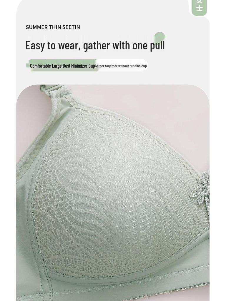 Plus Size No-Magnetic, No-Underwire Push-Up Side Support Anti-Sag Bra