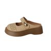 Foreign trade sandals women's 2025 summer new British style casual small leather shoes thick-soled round head comfortable soft-soled mother shoes