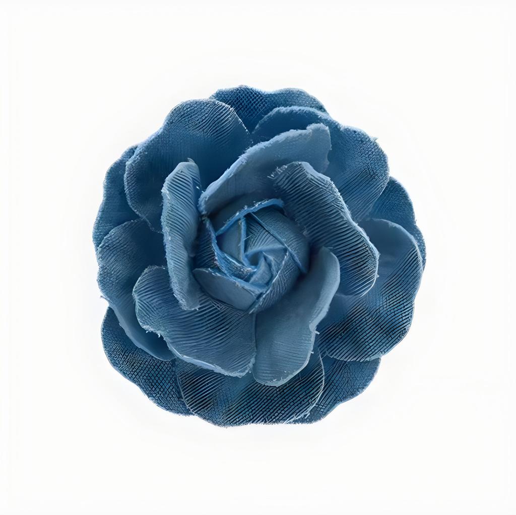 Retro denim fabric camellia brooch high-end three-dimensional white small fragrant brooch elegant accessories