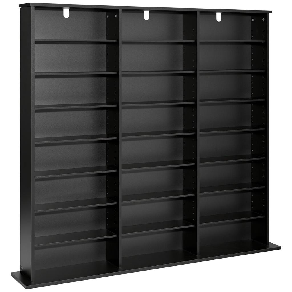 Media Storage Cabinet, 8-Tier DVD Shelf Organizer, 142 X 22 X 130 Cm Multimedia Storage Organizer for CDs, DVDs, Books & Games, CD Shelf for Living