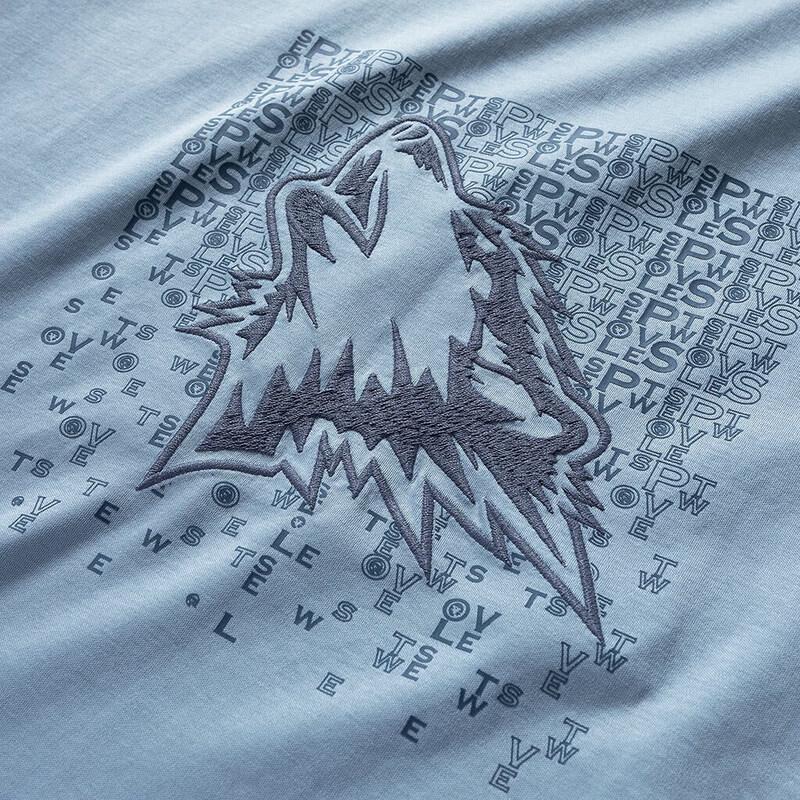 Septwolves Men's Pure Cotton Embroidered Short Sleeve T-Shirt