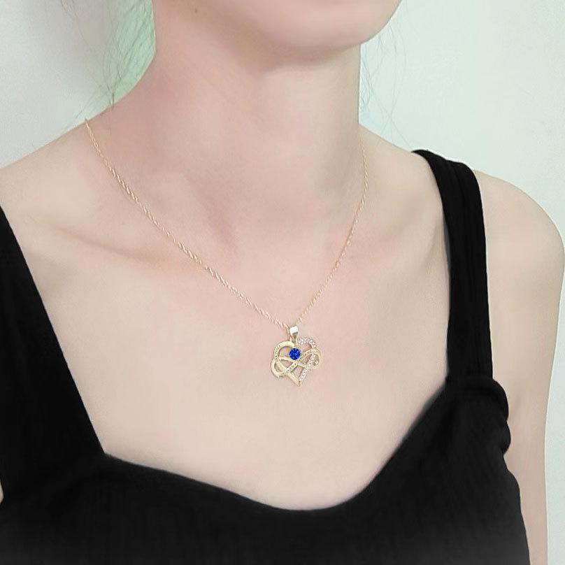 Fashionable Zircon Heart Large 8 I Love You Letter Necklace Women's Versatile Jewelry