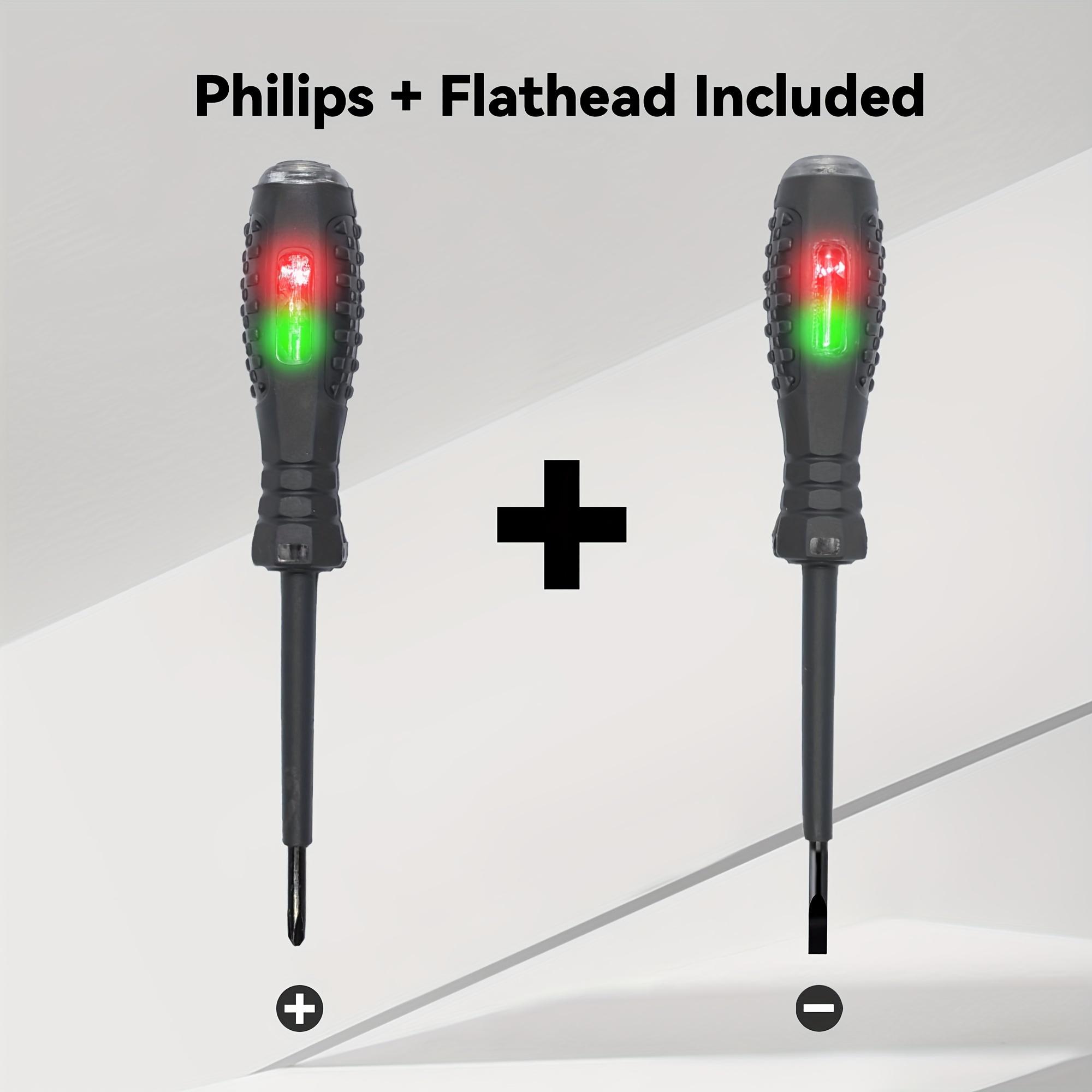 

2pcs Multifunctional High Torque Colorful Light Screwdriver Magnetic Suction Head Electric Pen Test Zero Wire Fire Wire Slotted Head Phillips Head