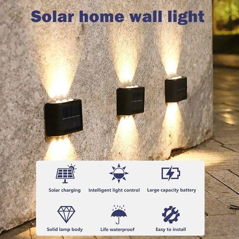 4-10 Led Solar Lamp Outdoor Waterproof Wall Lights For Garden Yard Decor Landscape Up And Down Luminous Lighting 1Pc