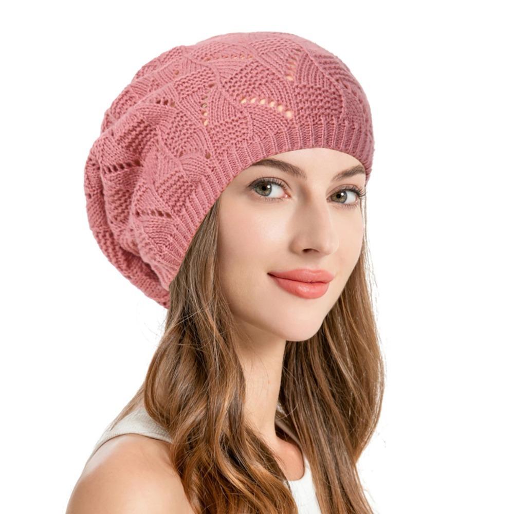 Hollow Out Winter Knitted Hat Twist Crochet Female Berets Fashion Pullover Cap  Winter