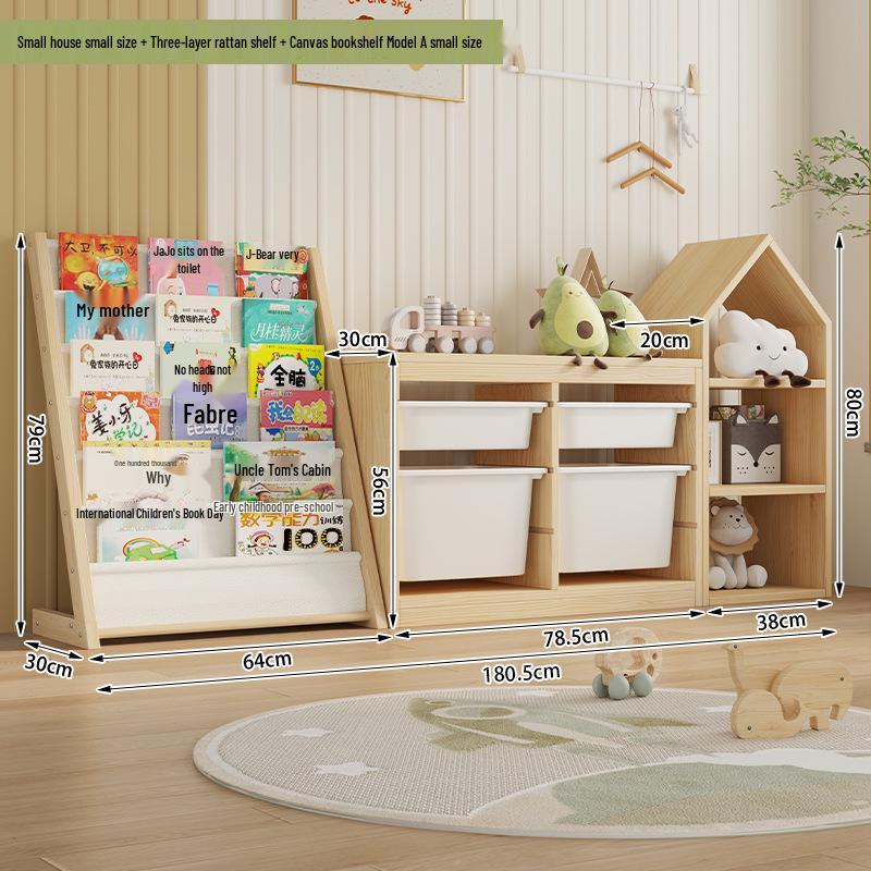 Solid Wood Children`s Multi-Layer Bookshelf with