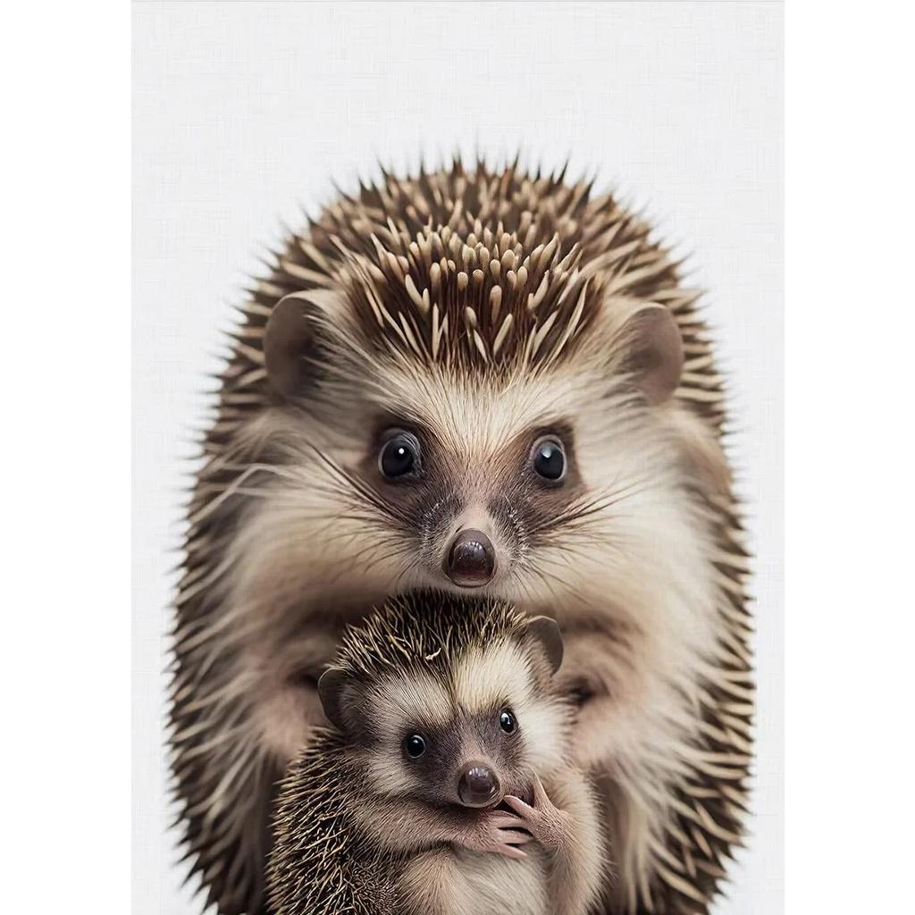 Animal and Their Cute Baby Poster Lion Elephant Koala Bear Owl Fox Canvas Painting Wall Art Pictures for Nursery Baby Room Decor