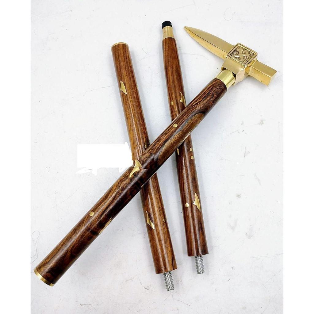 Brass Anvil Handle Royal Wood Walking Stick Cane 3 Fold Open Nautical Vintage Style