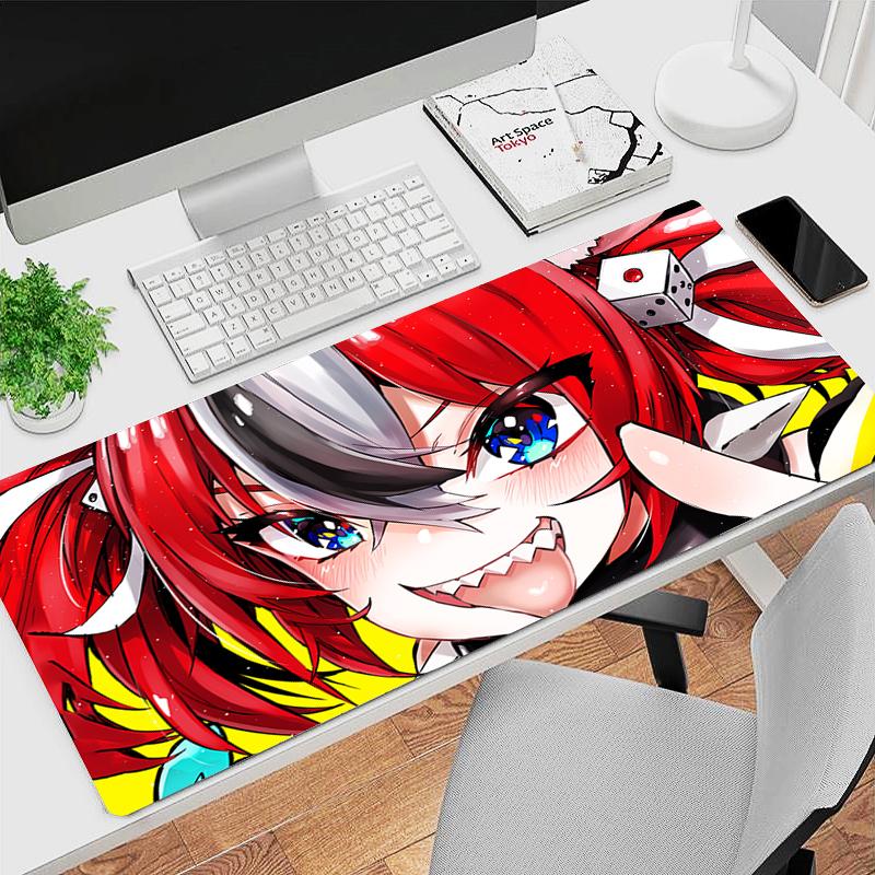 Gaming Mouse Pad Large Desk Mat Antislip Stitched Edges Cute Anime Girl Colorful Cartoon Print Waterproof Mat for Home