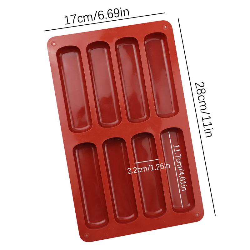 8 Cavity Long Strip Silicone Mold Diy Cake Pan Puff Baking Mold Nonstick Cereal Energy Bar Maker Chocolate Butter Mold