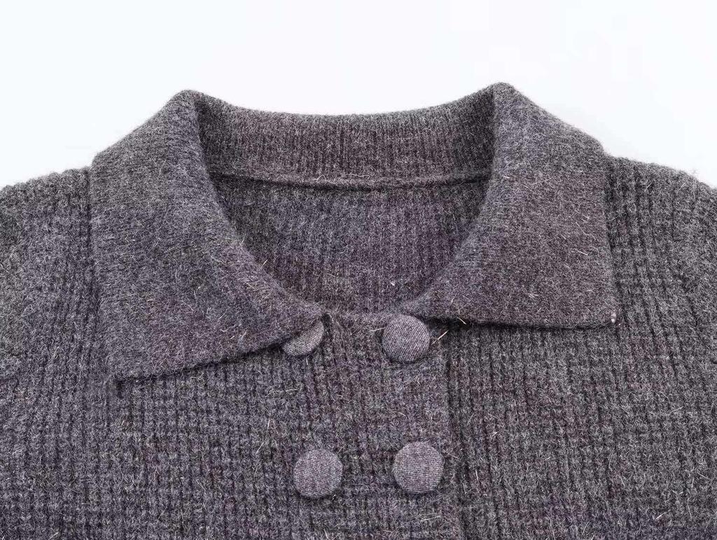 Double-Breasted Sweater Coat: European & American Style Women's High-End Fashion