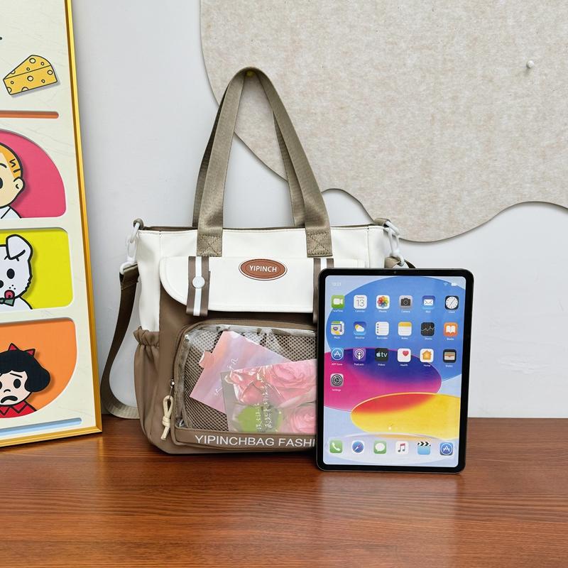 Women's Large Capacity Handbag Color Block Student Shoulder Bag